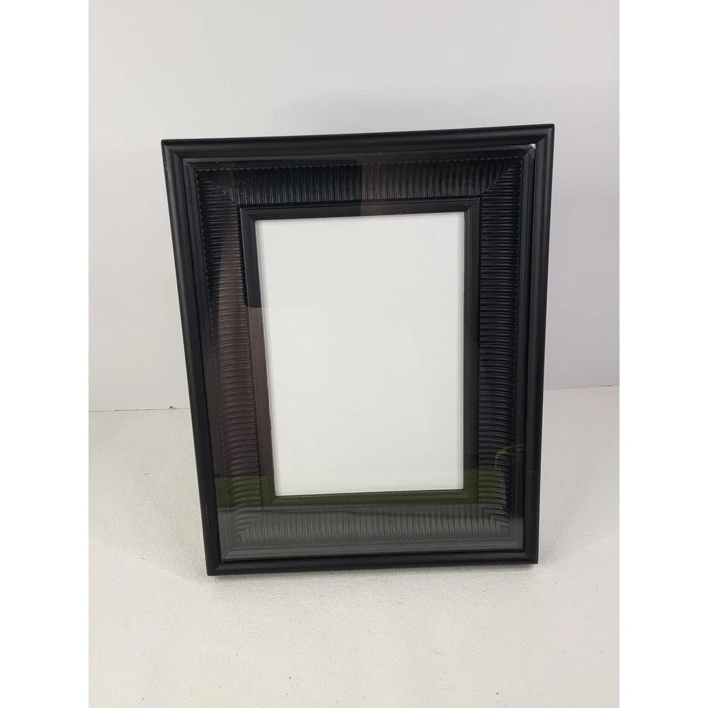 Black Ribbed Border Picture Frame 4x6 Desktop Wall Mount Home Decor